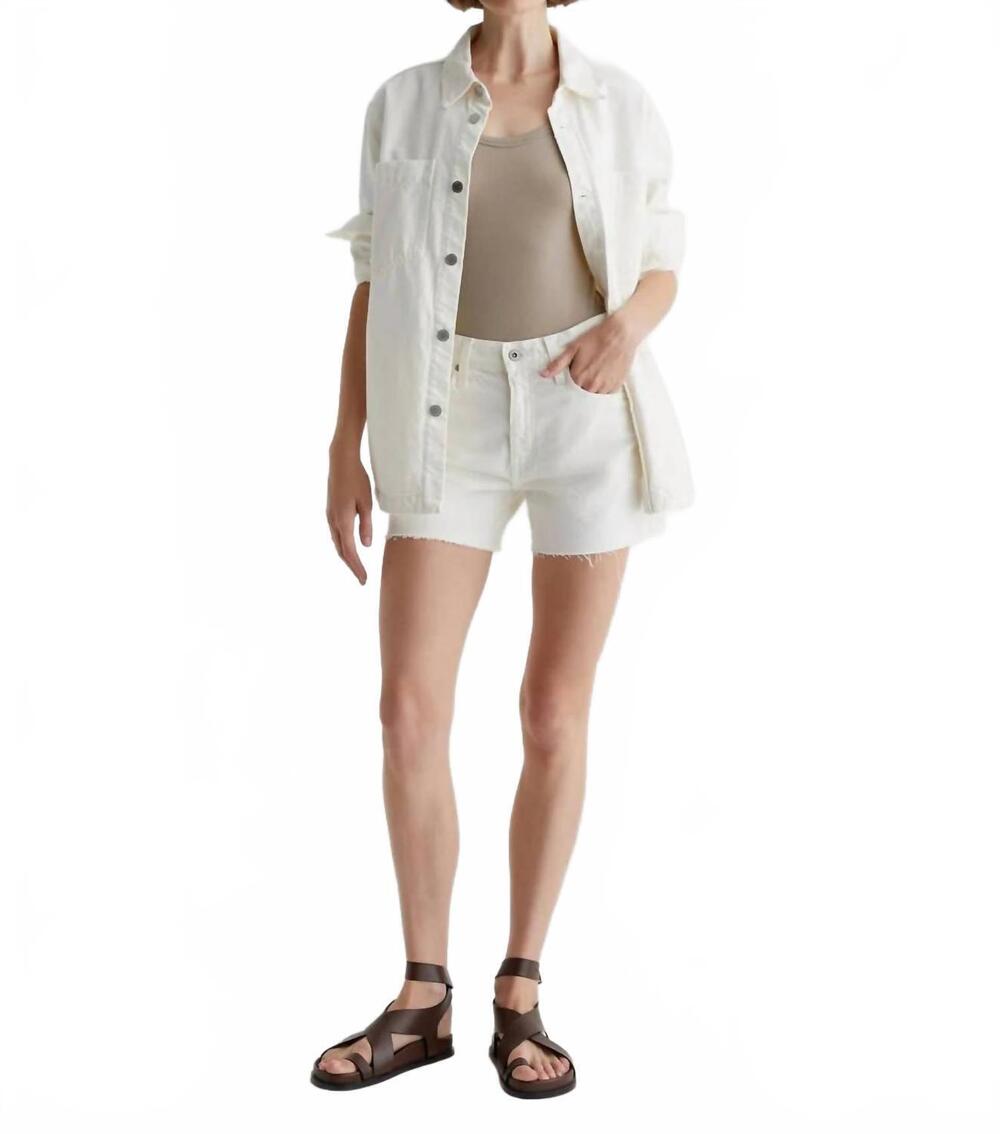 NEW AG JEANS halle high waist shorts in powder white